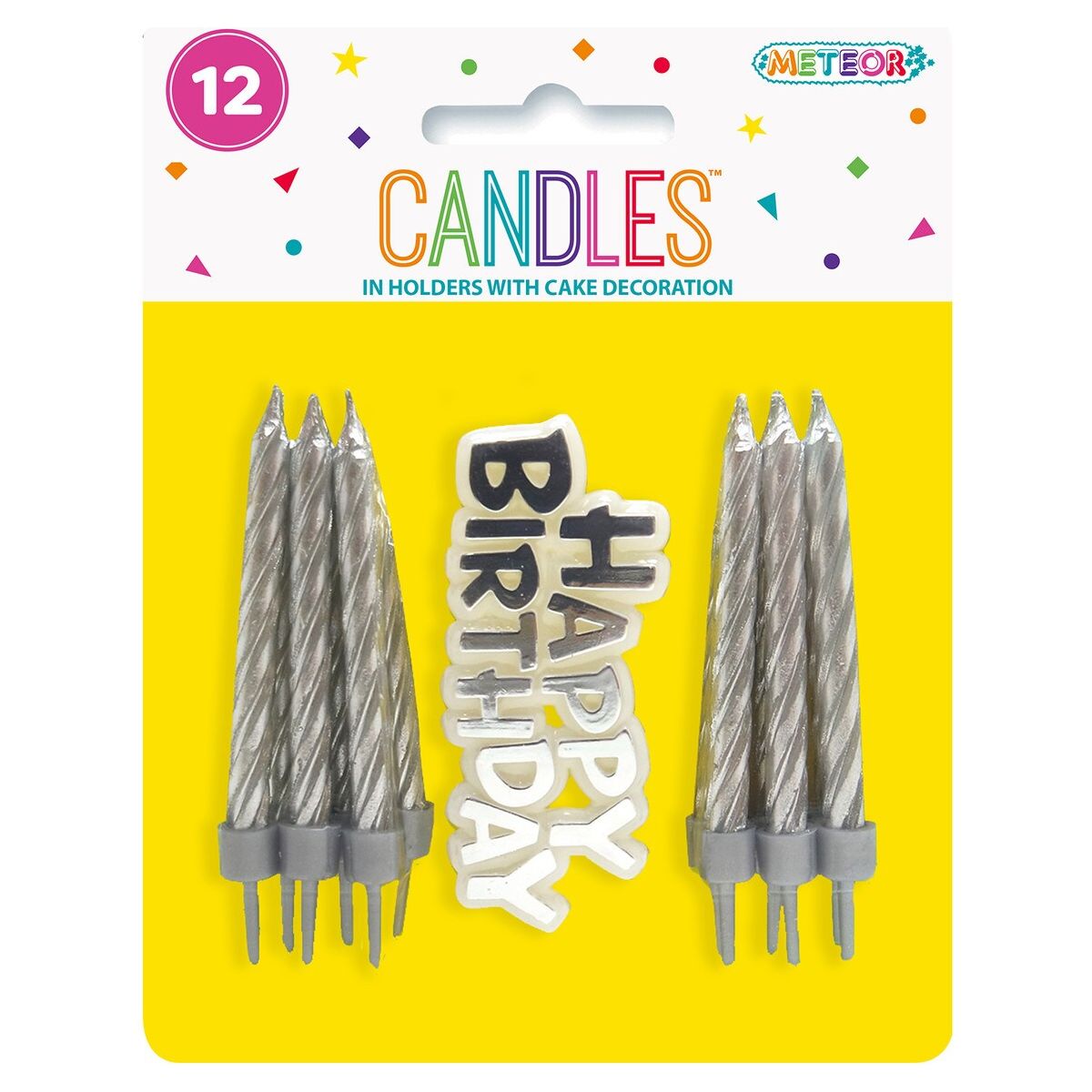 Party Candles with Cake Decoration - Silver - Dollars and Sense