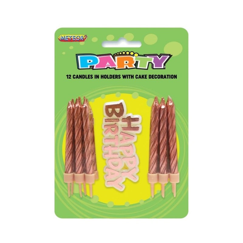 Birthday Candles with Cake Decoration - Rose Gold - Dollars and Sense