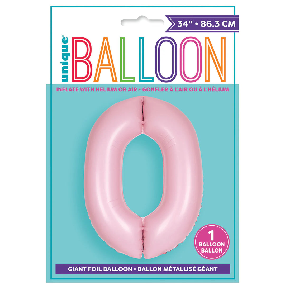 Number 0 Foil Balloon Matte - Lovely Pink - Dollars and Sense
