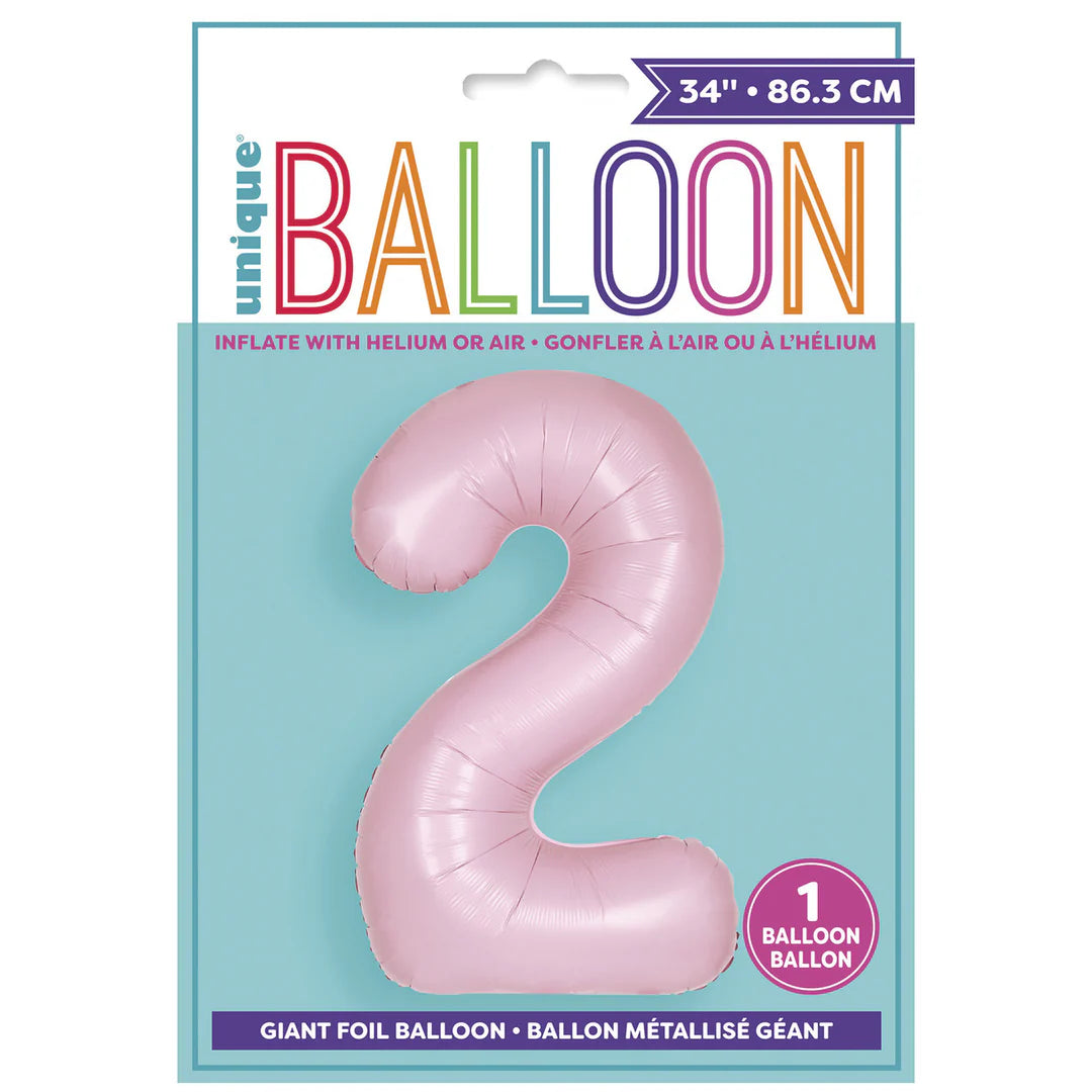 Number 2 Foil Balloon Matte - Lovely Pink - Dollars and Sense