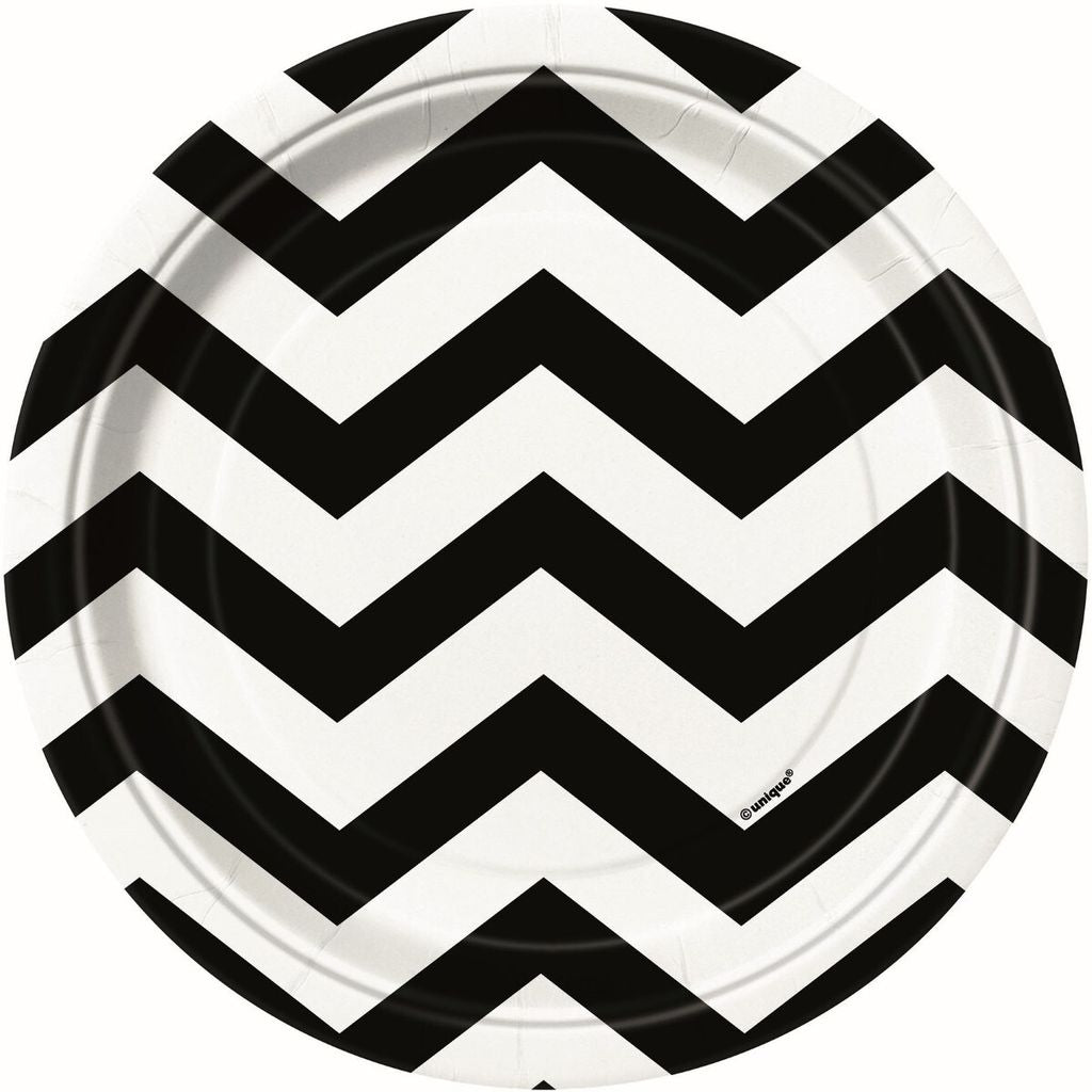 Chevron Paper Plates - Midnight Black - Dollars and Sense
