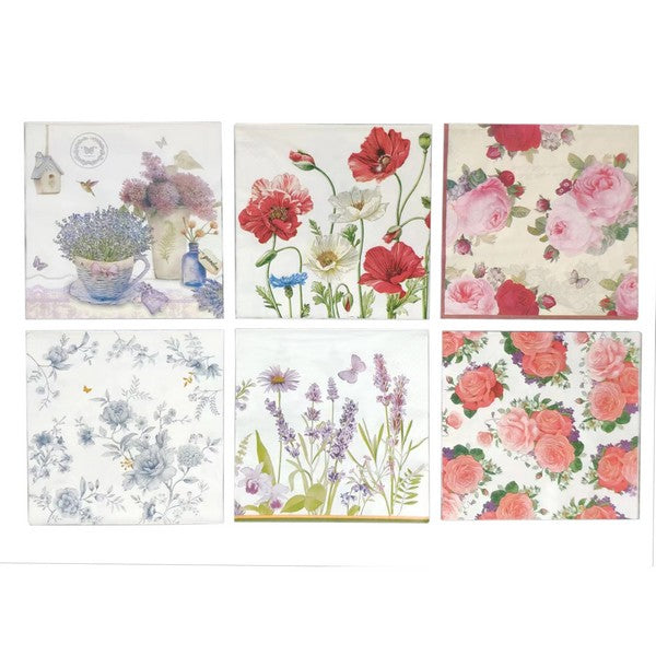 Floral Napkins 20pk 33x33cm Assorted