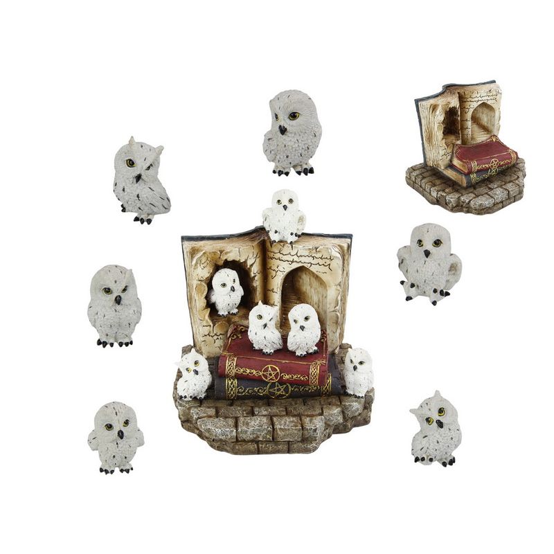 White Owl on Spell Book Stand 5cm SKU OWLSPBOX - Dollars and Sense