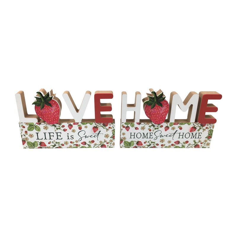 20cm Love/Home Plaque w/Strawberry 2 Ass SKU PLFSTAND - Dollars and Sense