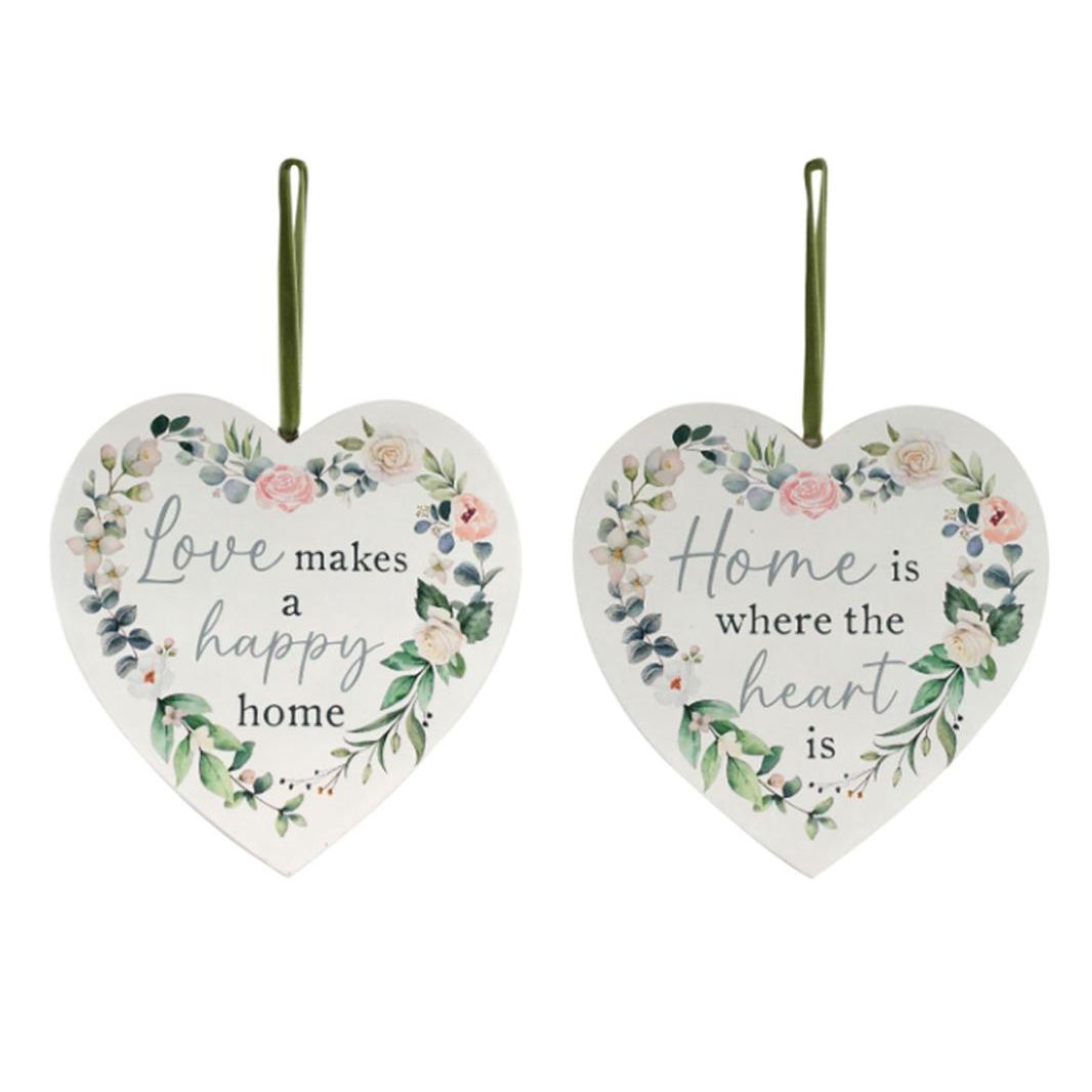 15cm Heart Plaque Love/Home SKU PLQGRHRT - Dollars and Sense