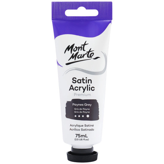 Mont Marte Satin Acrylic Paint Paynes Grey 75ml - Dollars and Sense