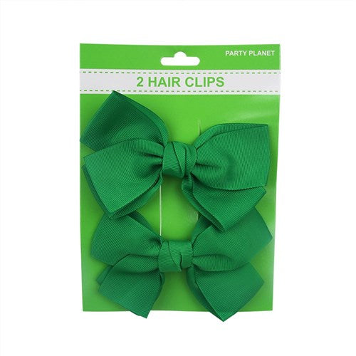 Bow Hair Clips - Green - Dollars and Sense