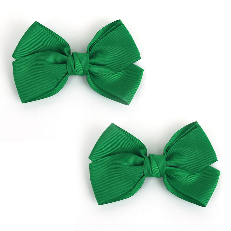 2pk Bow Hair Clip-Green