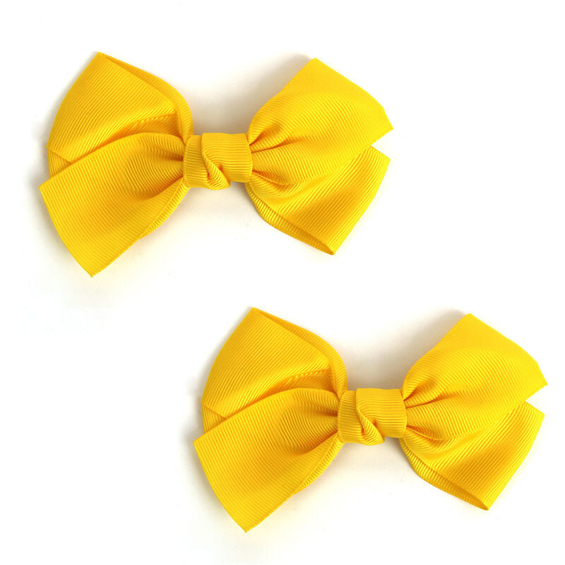 2Pk Bow Hair Clip-Yellow