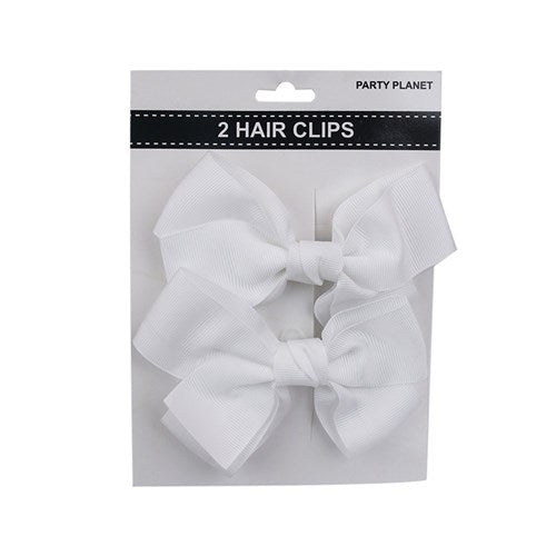 Bow Hair Clips - White - Dollars and Sense
