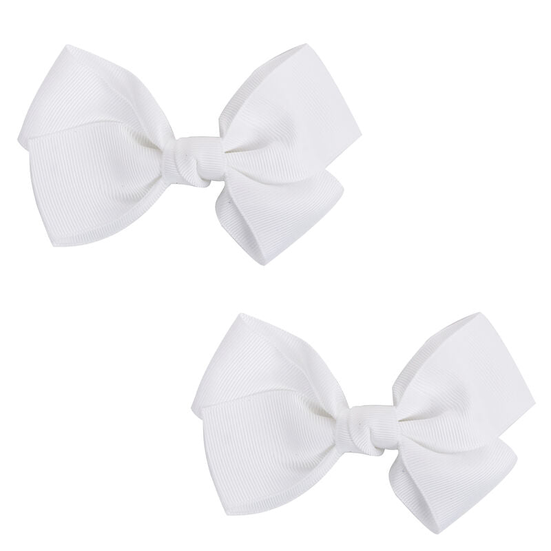 2Pk Bow Hair Clip-White SKU PP11377 - Dollars and Sense