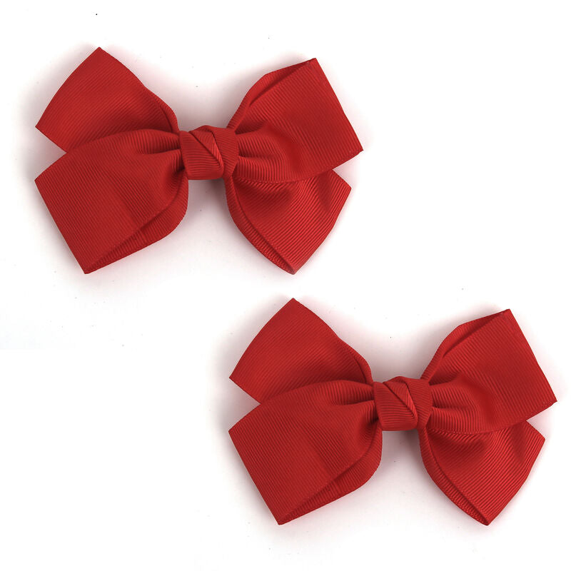 2Pk Bow Hair Clip-Red