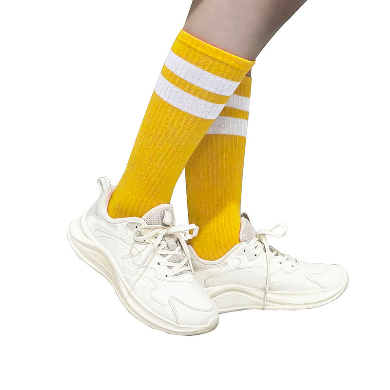 40Cm Yellow Stripe Knee High Socks