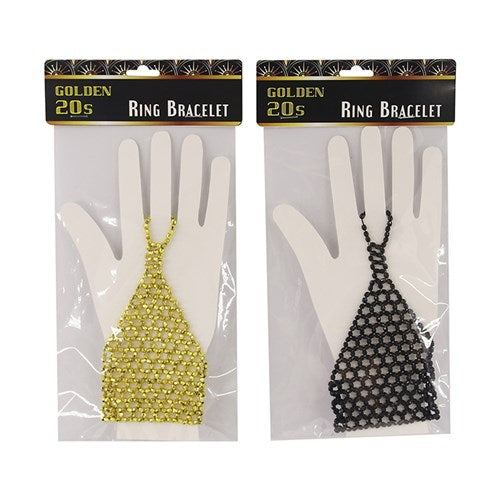 Gatsby Stretch Link Ring Bracelet - Gold or Black - Dollars and Sense