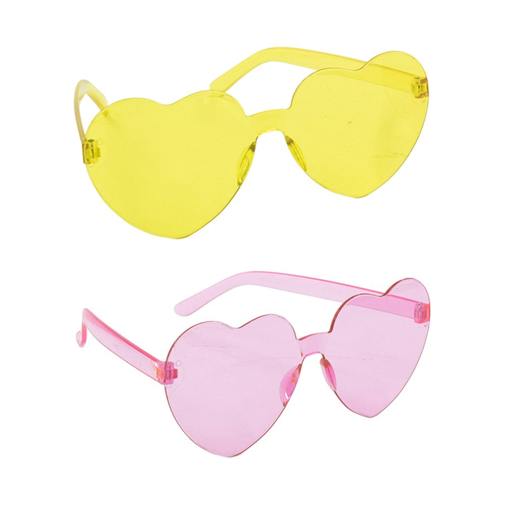 Heart Shaped Party Glasses - Yellow or Pink - Dollars and Sense