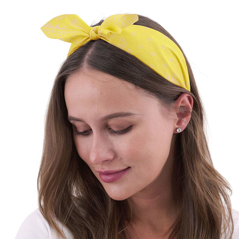 Retro Printed Headband-Yellow