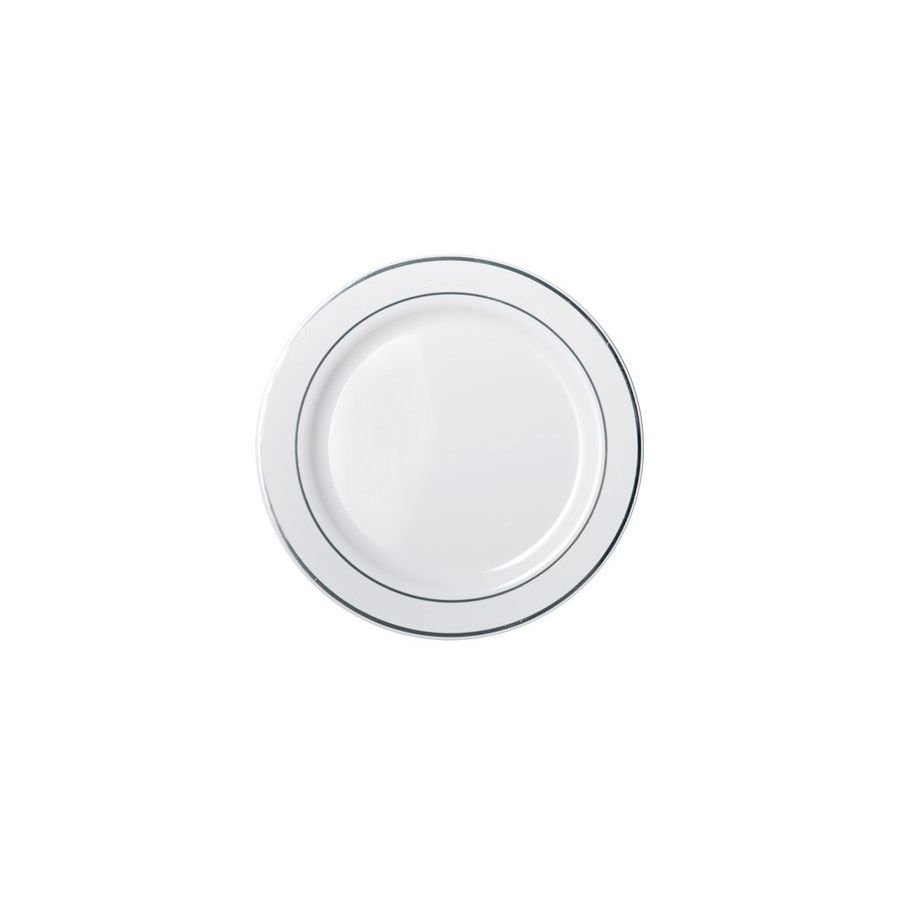Deluxe Plate Silver Rim 19cm 6pk
