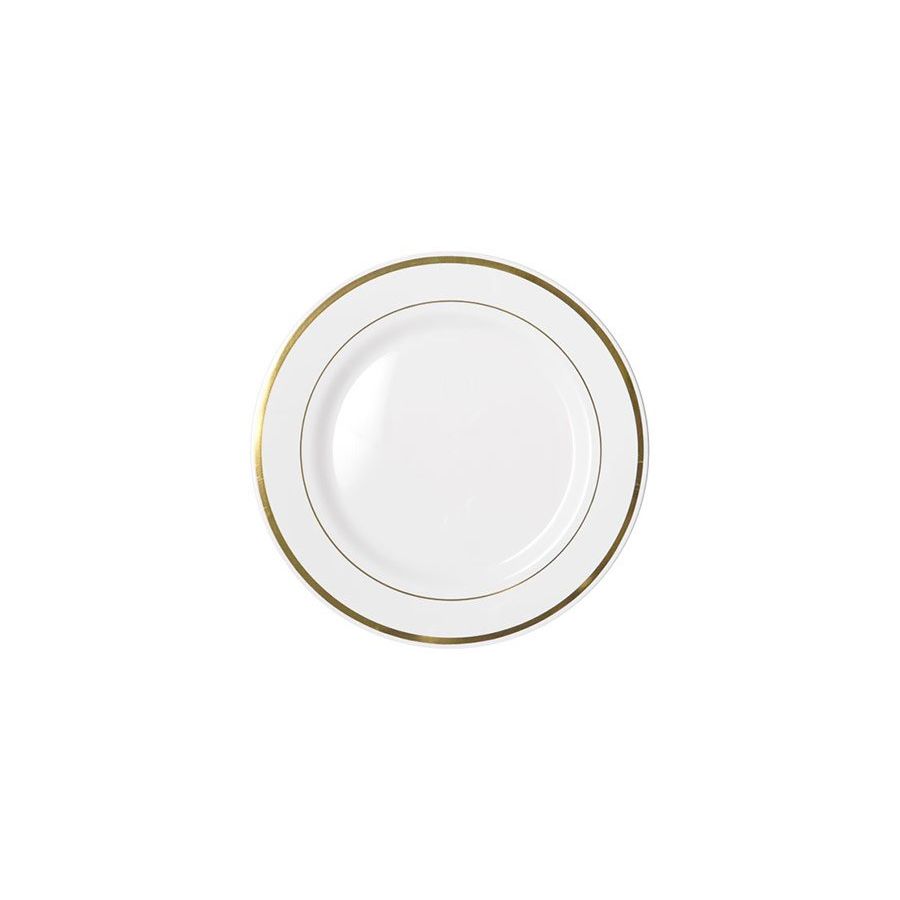 190mm Heavy Duty White Lunch Plate With Gold Lining Pk6