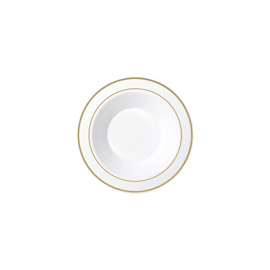 190mm Heavy Duty White Bowl With Gold Lining Pk6