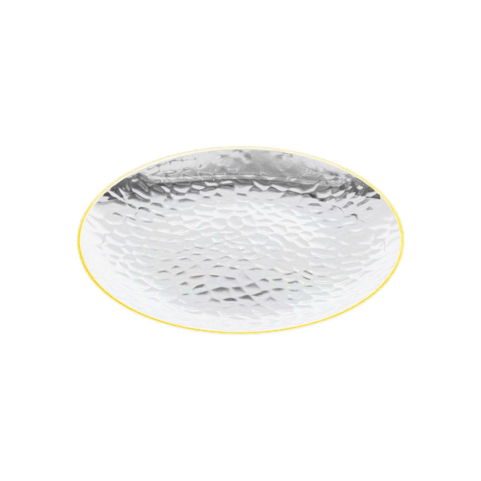 180mm Heavy Duty Clear Dimple Plate With Gold Rim Pk10