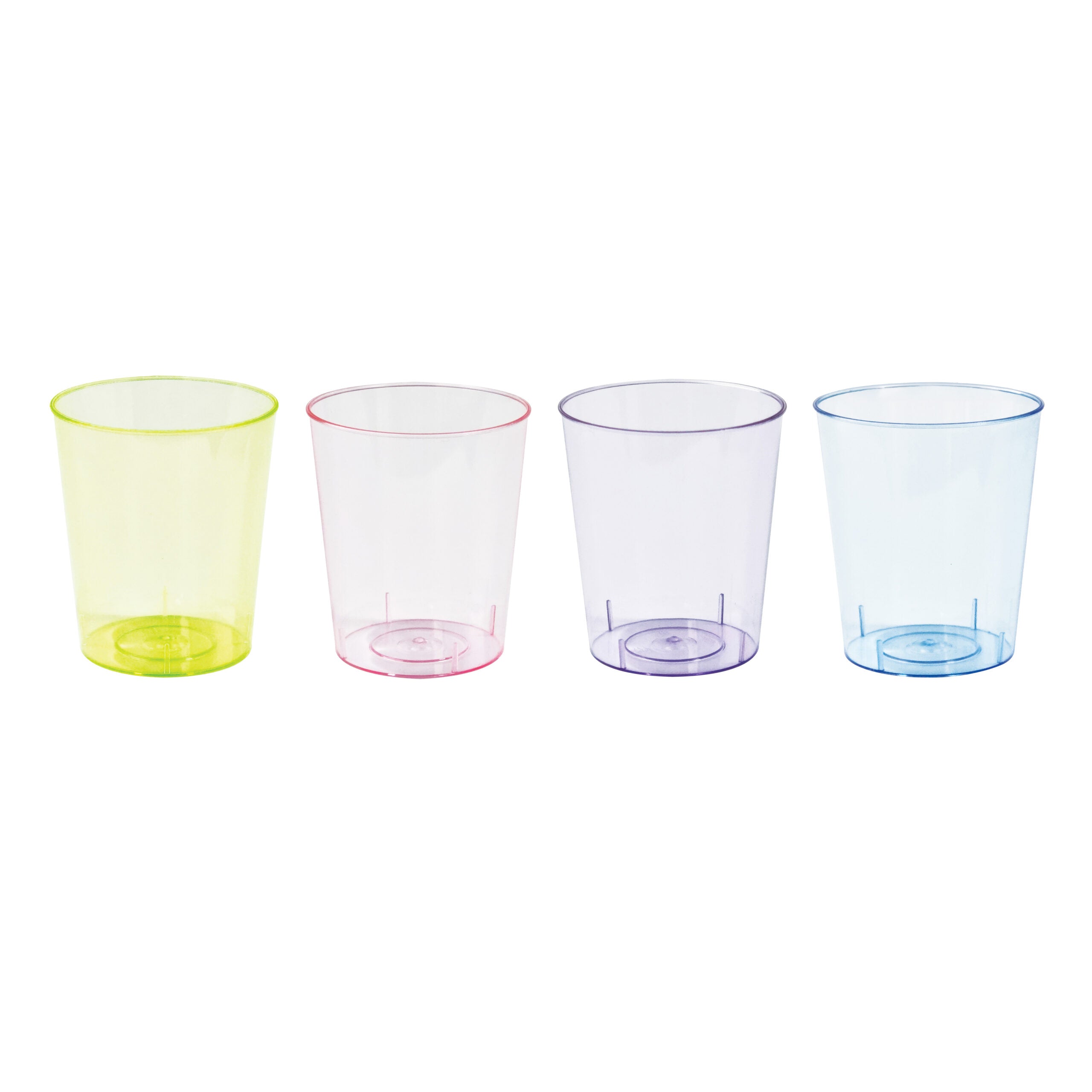 60mL Reusable Jumbo Shot Glass Neon Assorted Colours Pk20