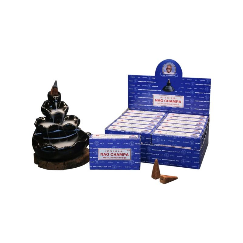 Satya Nag Champa Backflow Cones SKU SATBFNAG - Dollars and Sense