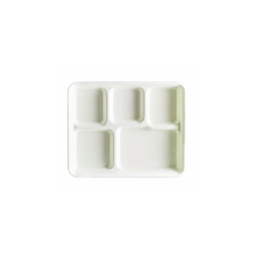 265mm x 215mm Sugar Cane 5-Compartment Plate Pk20
