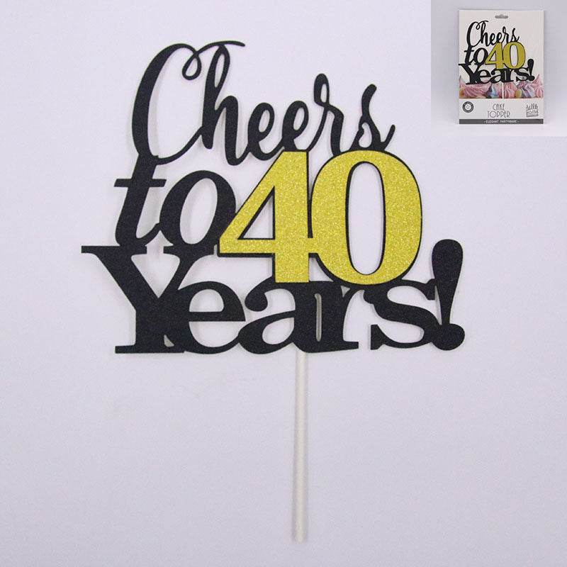 Cake Topper - Cheers To 40 Years - Dollars and Sense