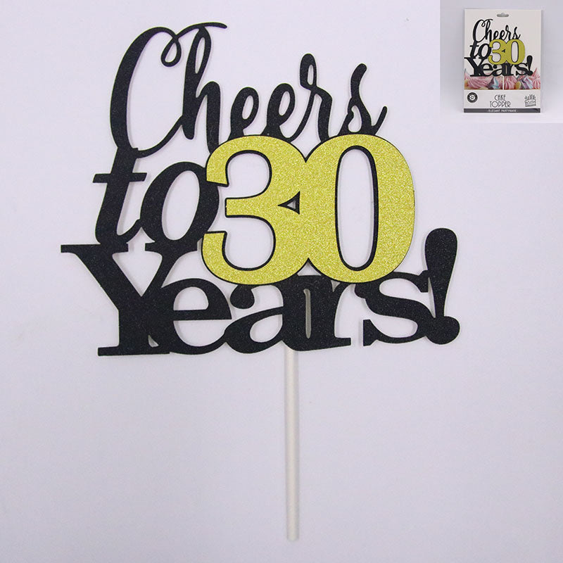 Cake Topper - Cheers To 30 Years - Dollars and Sense