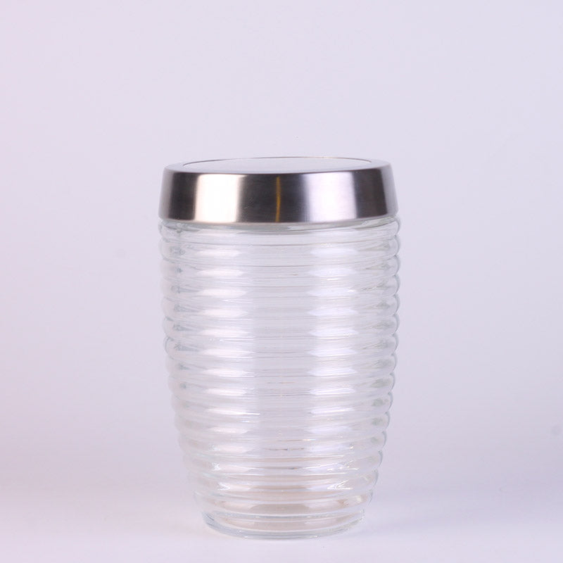 Glass Storage Jar with Metal Window Lid 10.5x17.8cm