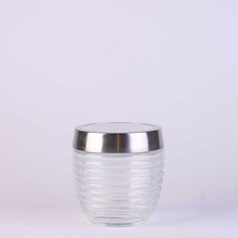 Glass Storage Jar with Metal Window Lid 10.5x12.3cm