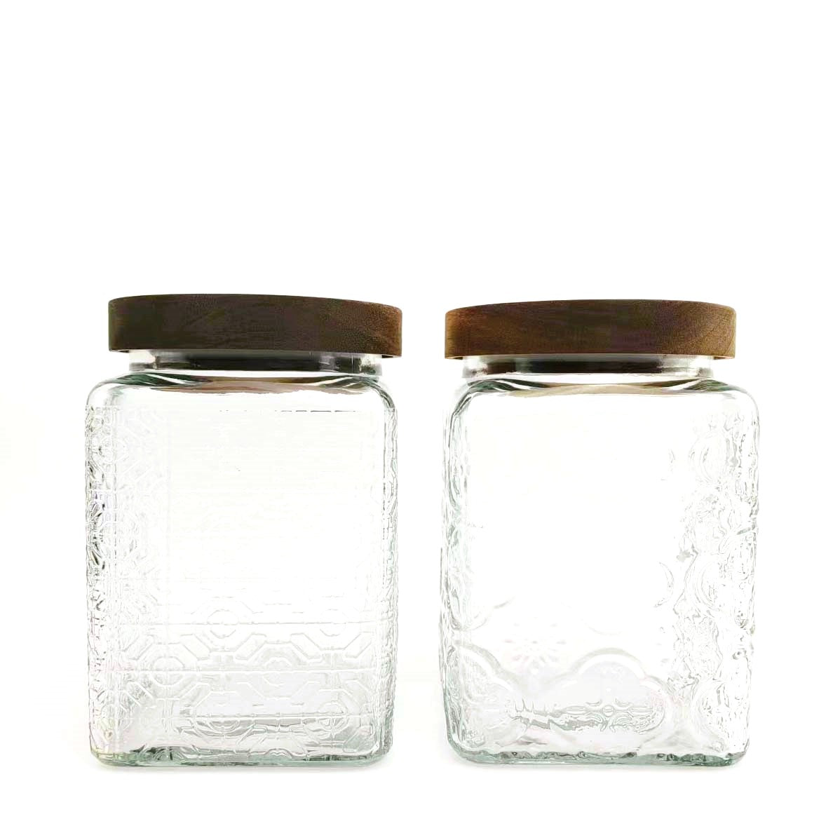Glass Stroage Jar with Wood Lid 750ml