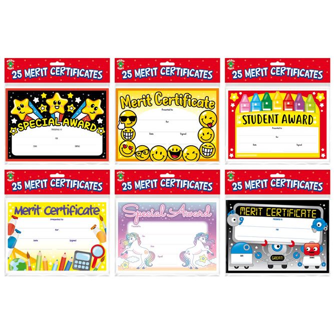 Certificates 20pk Merit 6 Asst - Dollars and Sense