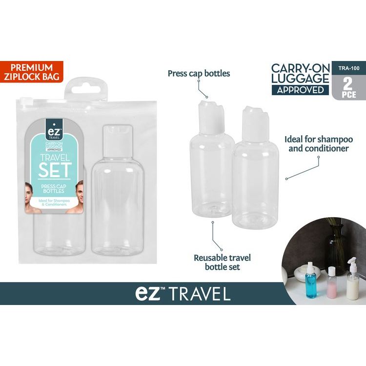 Travel Bottles with Pop Cap 75ml 2pcs
