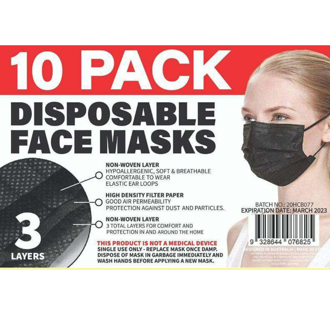 Disposable Adult Face Mask Black - Dollars and Sense