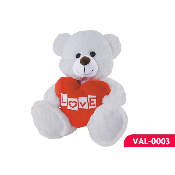 1Pc Love Bear With Heart White 30Cm