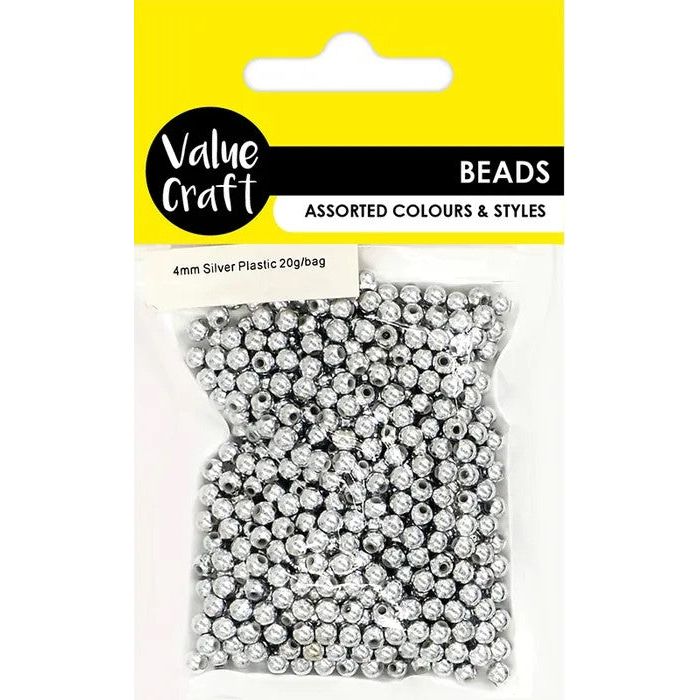 Round Plastic Beads - Silver - Dollars and Sense