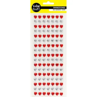 Craft Rhinestones Hearts - Red Silver - Dollars and Sense