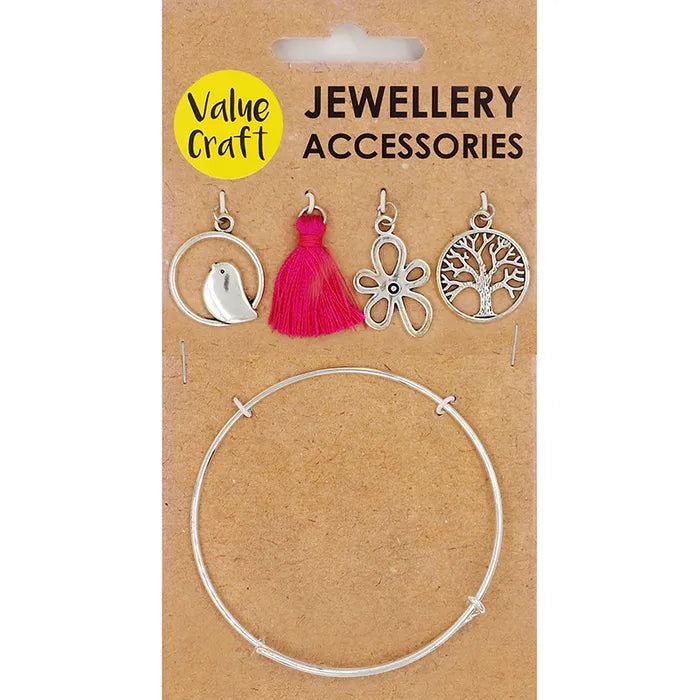Jewellery Findings Charm Bracelet Kit - Silver & Pink - Dollars and Sense