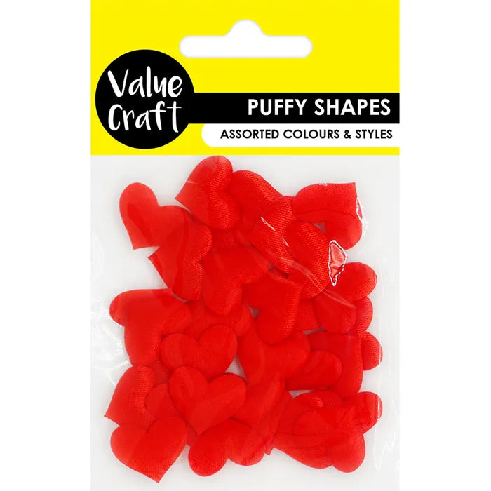 Puffy Fabric Hearts - Red - Dollars and Sense