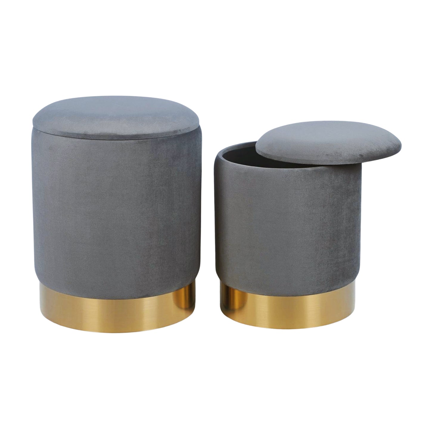Grey Velvet Storage Ottoman - Dollars and Sense