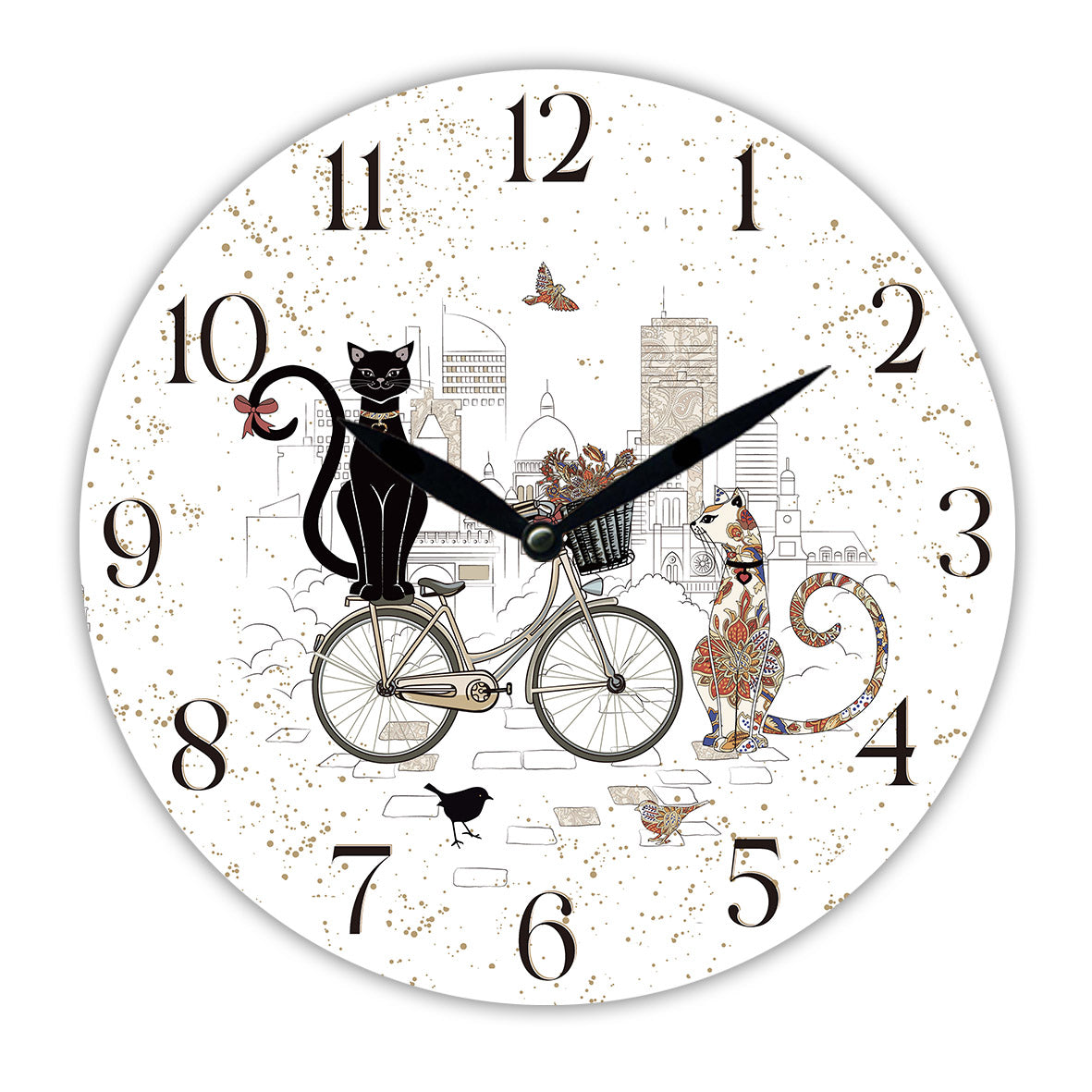 28.8cm MDF Cat Couple on Bike Wall Clock