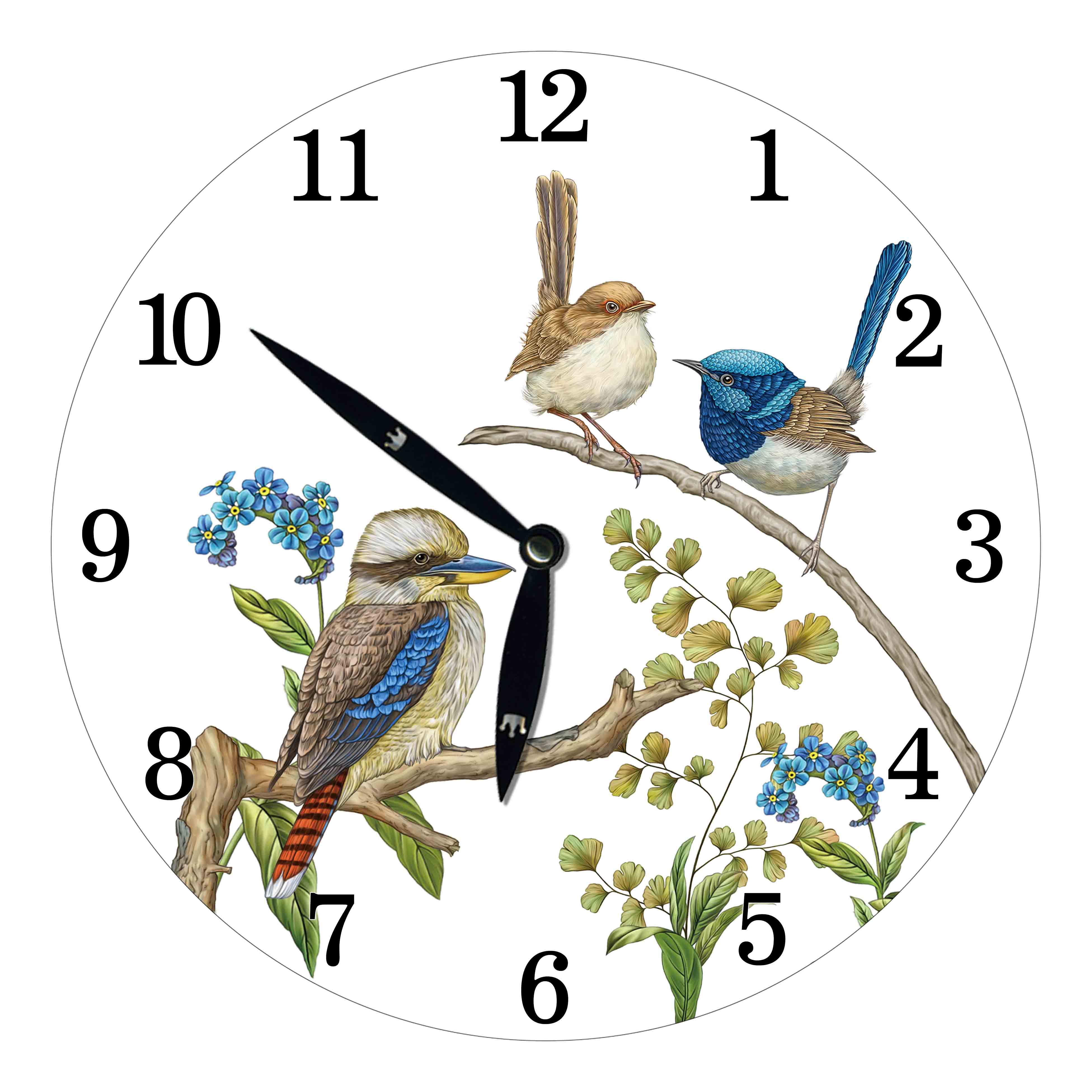 28.8cm MDF Australian Birds Wall Clock