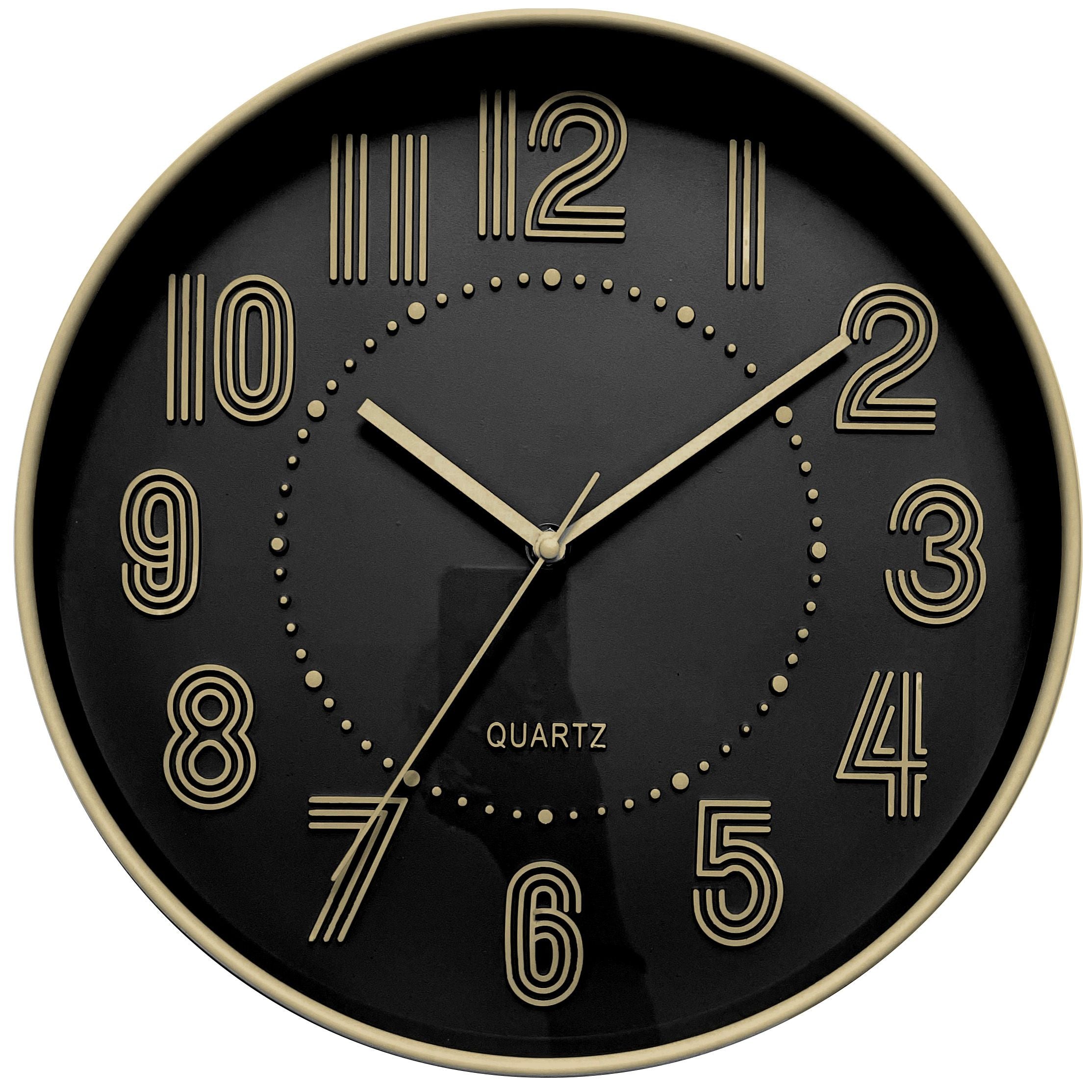 30.5cm Plastic Black and Gold Wall Clock