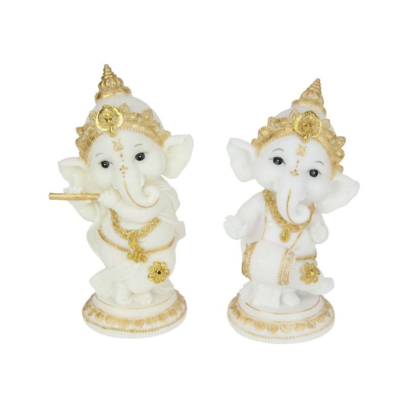 Ganesh in White & Gold - Standing - Dollars and Sense