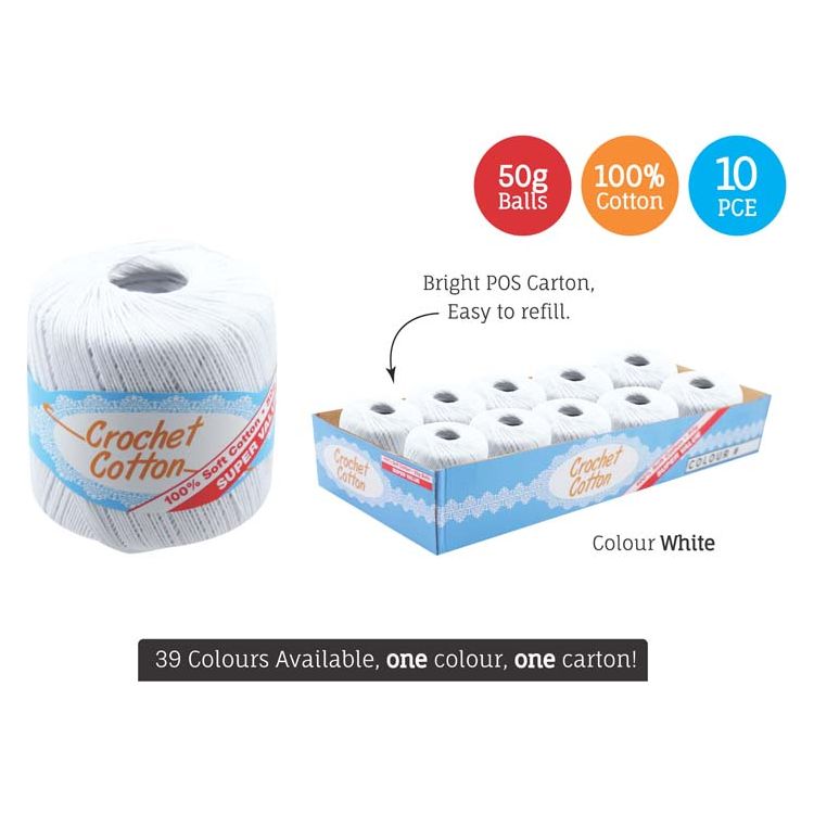 Crochet Cotton - white - Dollars and Sense