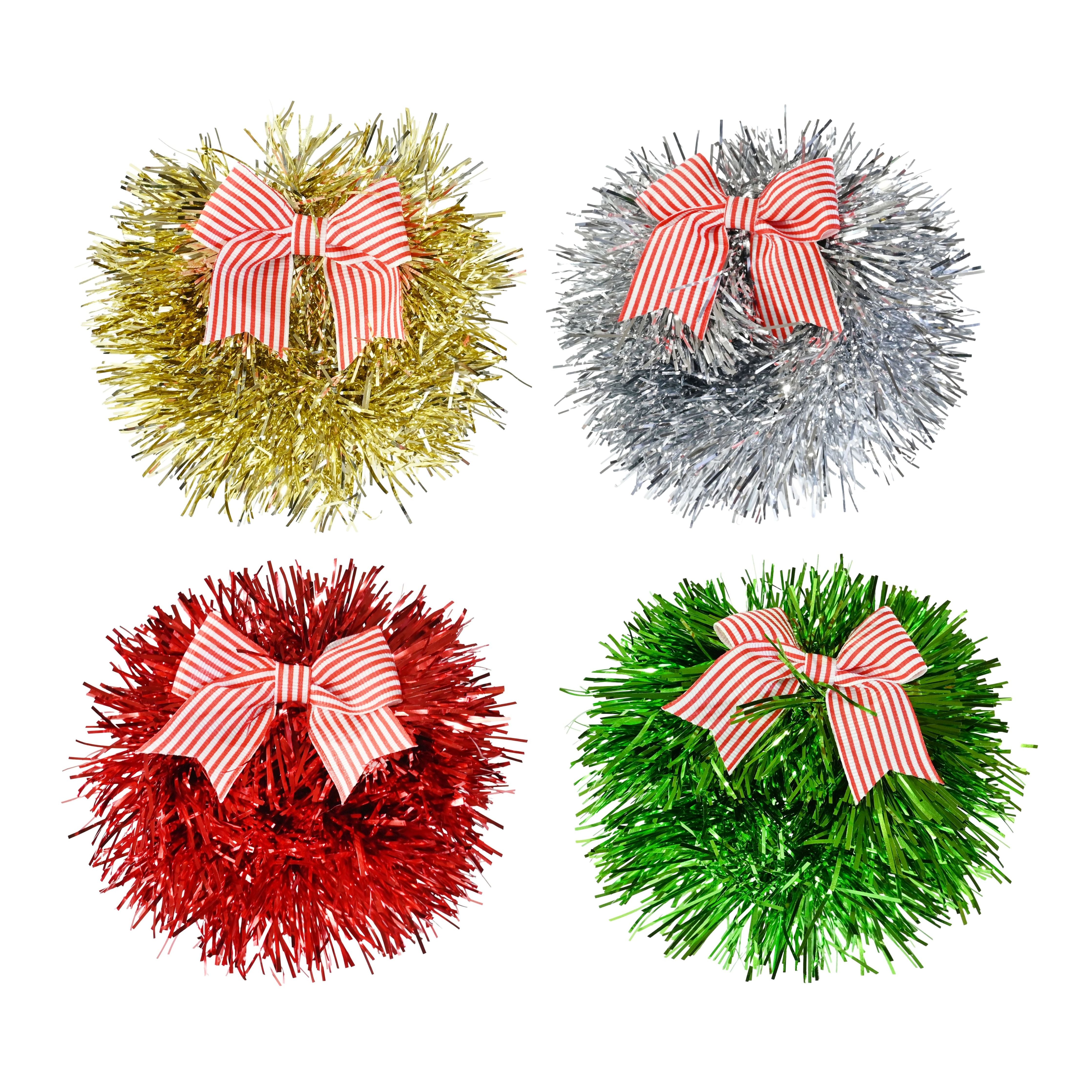 Hair Scrunchie Tinsel Stripe Bow