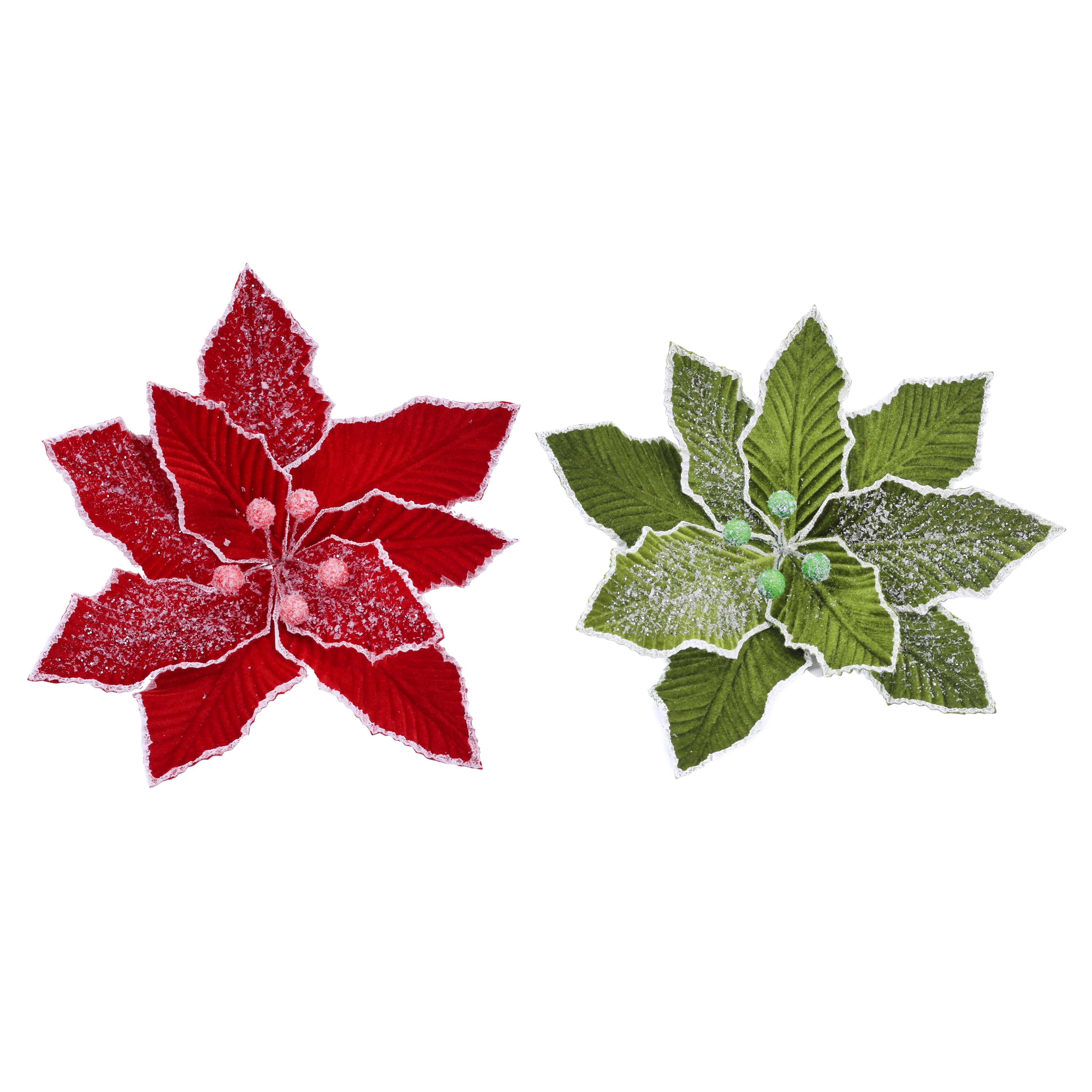 Christmas Iced Poinsettia Clip