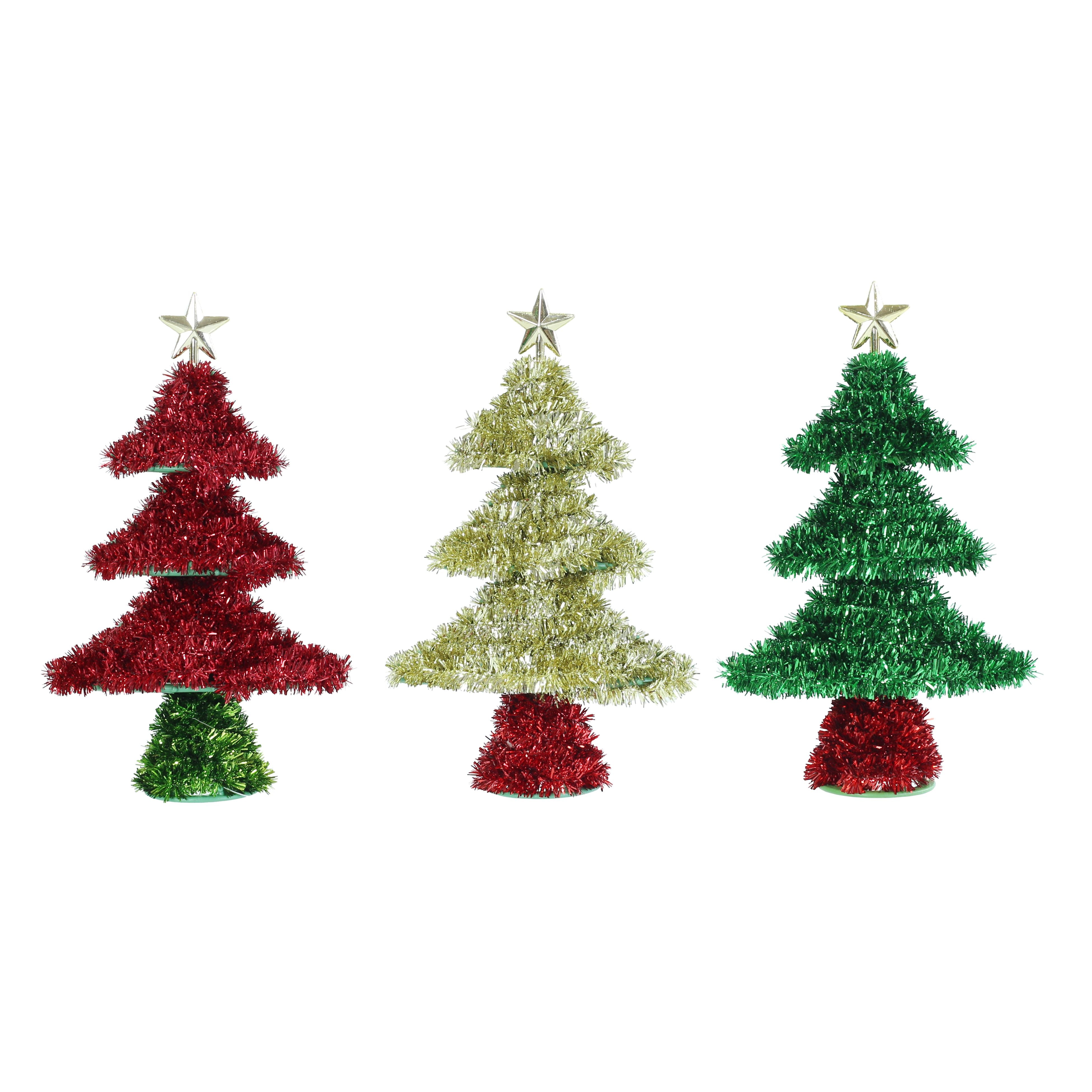 Tinsel Tiered Table Tree 20cm