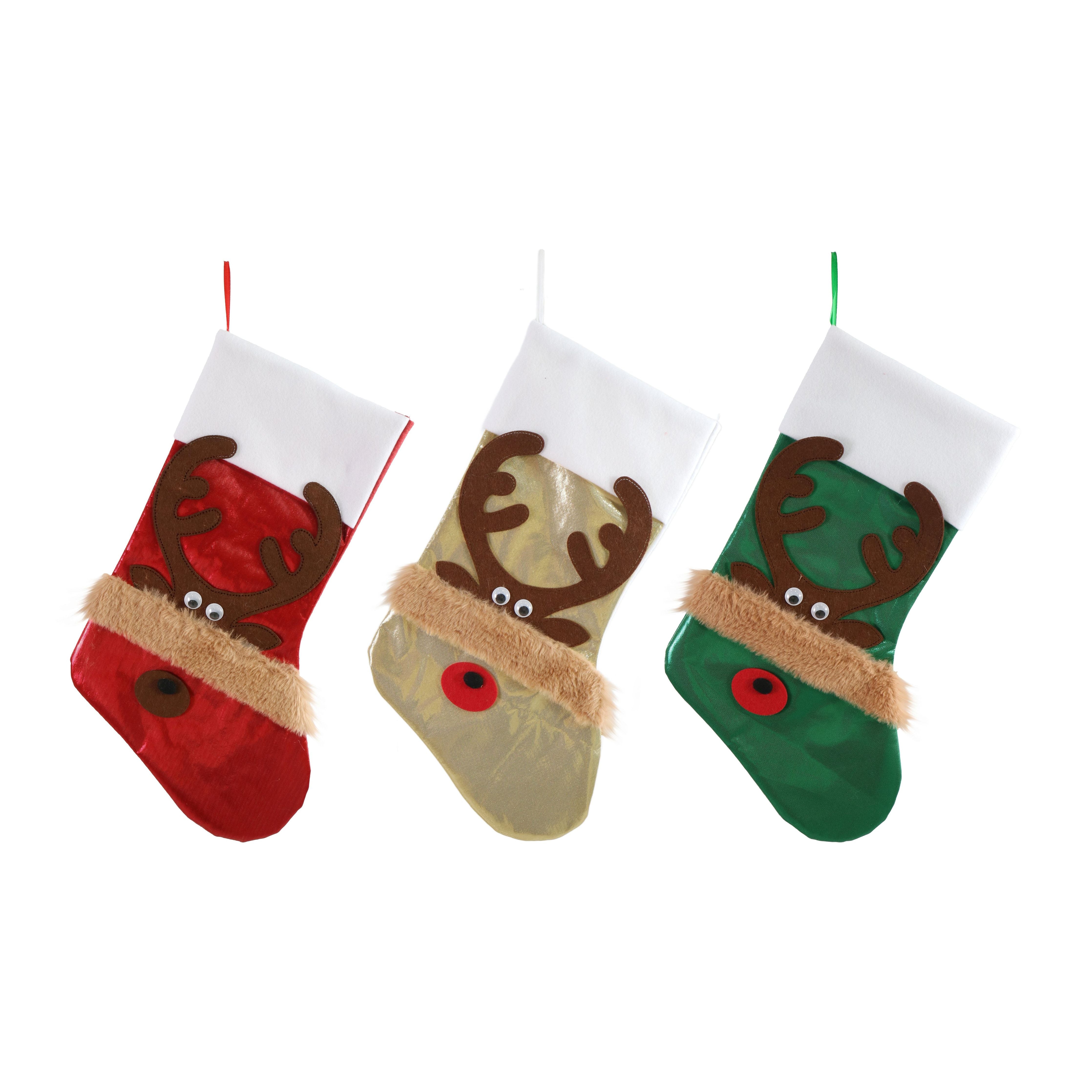 Reindeer Stocking Metallic 53cm